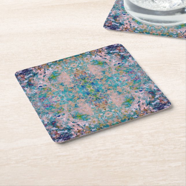 Modern One Of A Kind Abstract With Sangria Colours Square Paper Coaster (Angled)