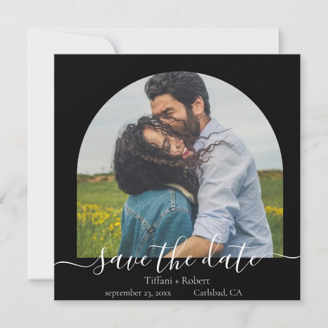 Modern One Photo Arch Save the Date Invitation (Front)