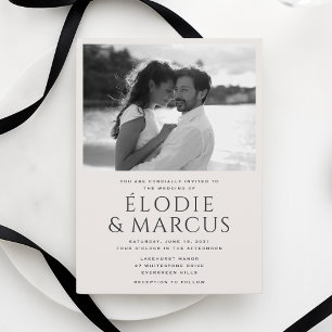 Modern One Photo Elegant Bold Typography Wedding  Invitation