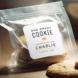 Modern One Smart Cookie Graduation party favour Square Sticker