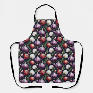 Modern onion pattern black apron