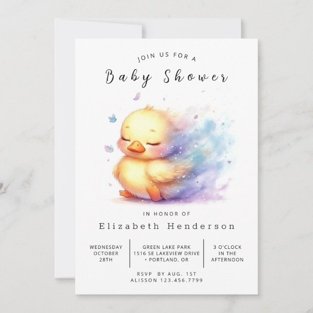  Modern Online Duck Baby Shower Invitation (Front)