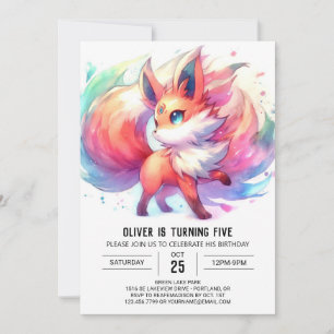 Modern Online Fox Birthday Invitation