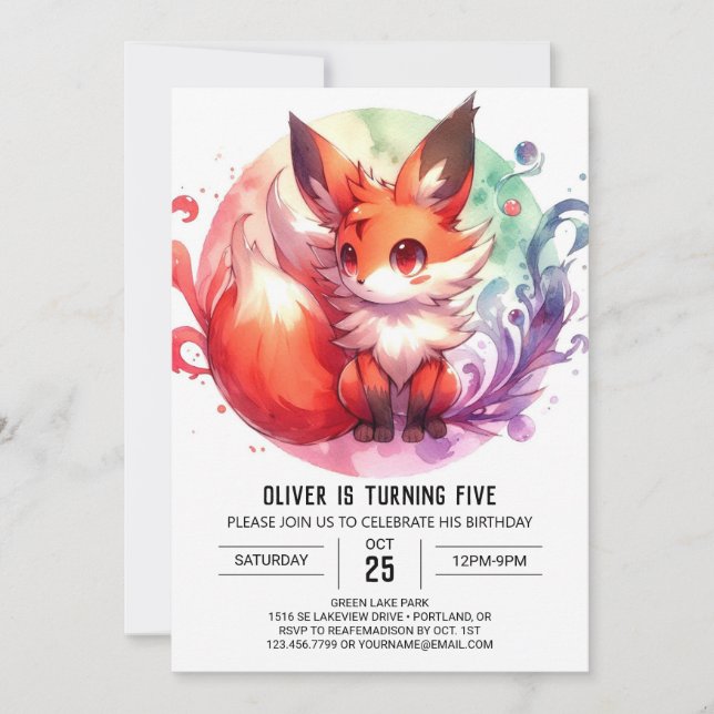 Modern Online Fox Birthday Invitation (Front)