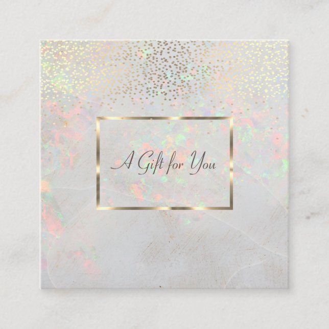 Modern Opal Holographic,Frame,Confetti Discount Card (Front)