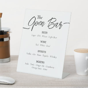 Modern Open Bar Event Pedestal Sign