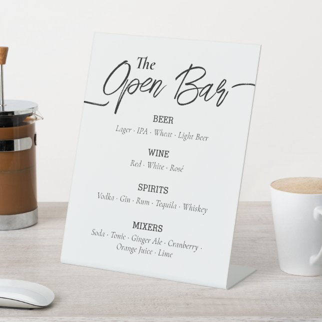 Modern Open Bar Event Pedestal Sign (In SItu)