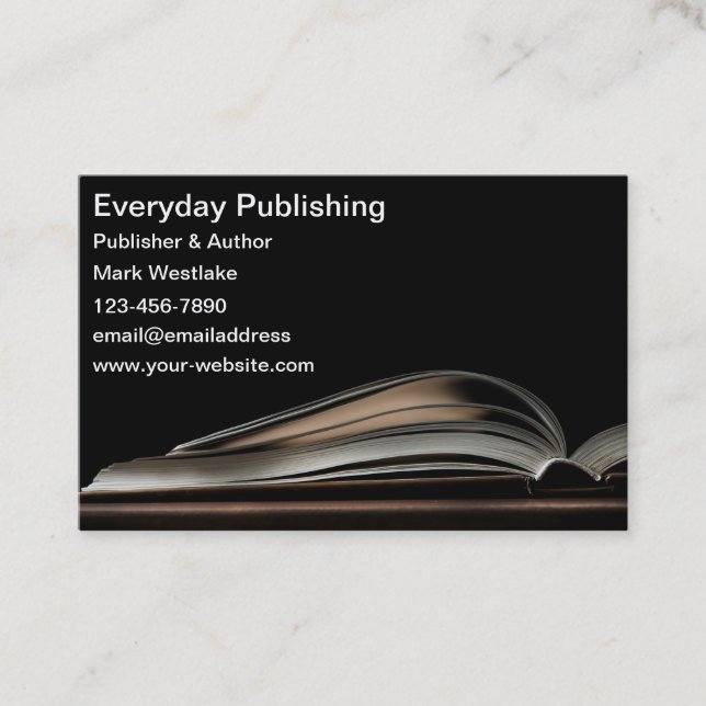 Modern Open Book Publishing & Author Business Card (Front)