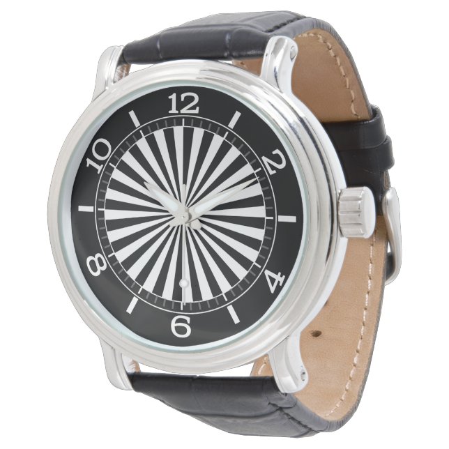 Modern Optical Burst Spinning Wheel Dial Design Watch (Angled)
