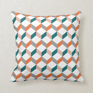 Modern Optical illusion Colour Block Patterned Throw Pillow