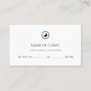 Modern Optometrist Simple Blue Eye Appointment Card