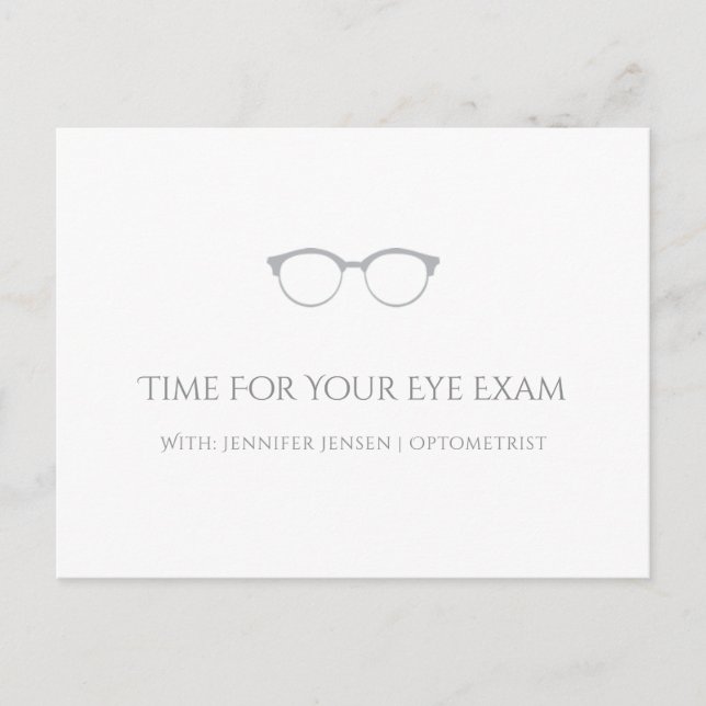 Modern Optometrist Simple Eyeglasses Appointment Postcard (Front)