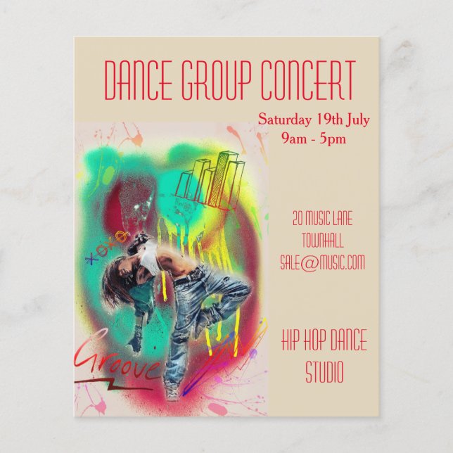 Modern or hip hop dance performance flyer (Front)