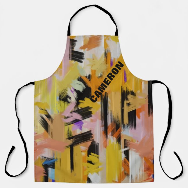 Modern Orange Abstract Painting Personalized  Apron (Front)
