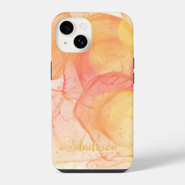 Modern Orange Abstract Personalized   iPhone Case (Back)
