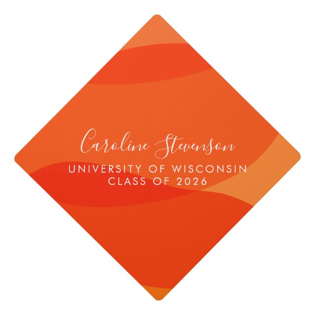 Modern Orange Abstract Shapes Custom Graduation  Graduation Cap Topper (Front)