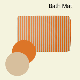 Modern orange and beige striped bath mat