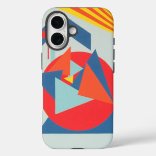 Modern Orange and Blue Triangles Phone Case
