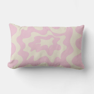 Modern Orange and Pink Groovy Stripe Minimalist Lumbar Pillow
