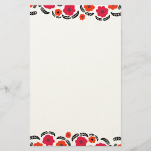 Modern Orange and Red Floral Stationery
