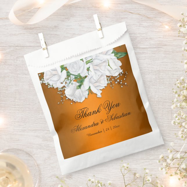 Modern Orange and Roses Wedding Favour Bag (Clipped)