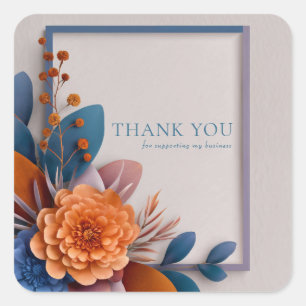 Modern Orange and Teal Blue Floral Frame Sticker