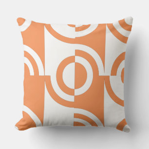 Modern Orange and White Circular Fragments Throw Pillow