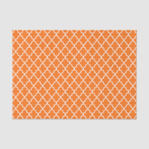 Modern Orange and White Moroccan Quatrefoil Tissue Paper