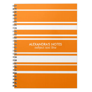 Modern Orange And White Stripes Pattern Notebook