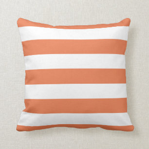 Modern Orange and White Stripes Throw Pillow