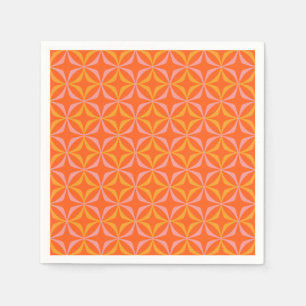 Modern Orange and Yellow Retro Pattern Wedding  Napkin