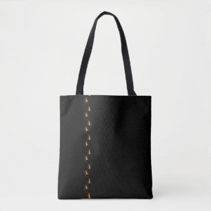Modern Orange Ant Pattern On Black Tote Bag