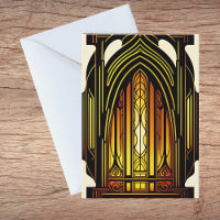 Modern Orange Art Nouveau Stained Glass