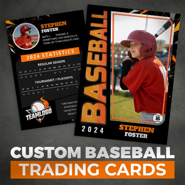 Modern Orange Baseball Player Trading Card Stats (Creator Uploaded)