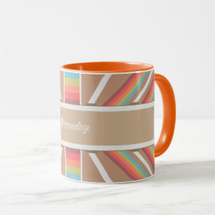 Modern Orange & Beige Aztec Pattern Personalize Mug