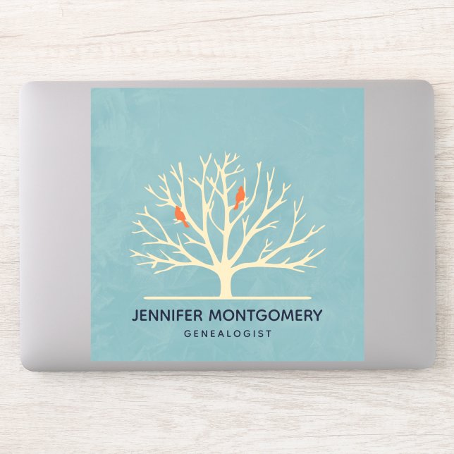 Modern Orange Birds in a Large Tree Illustration (Computer)