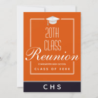 Modern Orange Black 20th Class Reunion