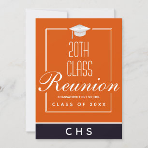 Modern Orange Black 20th Class Reunion Invitation