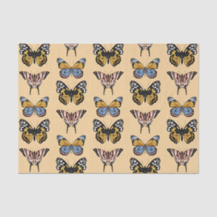 Modern Orange Boho Butterfly Floral Pattern  Tissue Paper