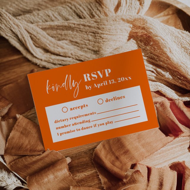 Modern Orange Bold Wedding RSVP Enclosure Card (Creator Uploaded)