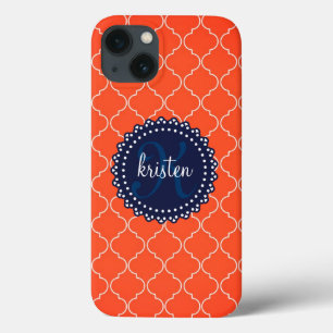Modern Orange Bristol Tiles Personalized Trendy iPhone 13 Case