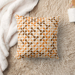 Modern Orange Brown Geometric Metaball Pattern Throw Pillow
