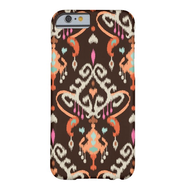 Modern orange brown girly ikat tribal pattern Case-Mate iPhone case (Back)