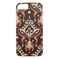 Modern orange brown girly ikat tribal pattern