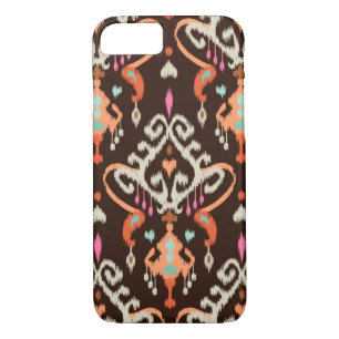 Modern orange brown girly ikat tribal pattern Case-Mate iPhone case