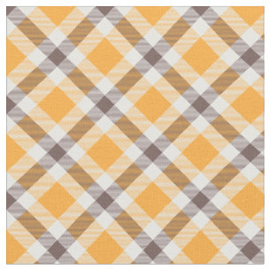 Modern Orange Brown Plaid Pattern Fabric