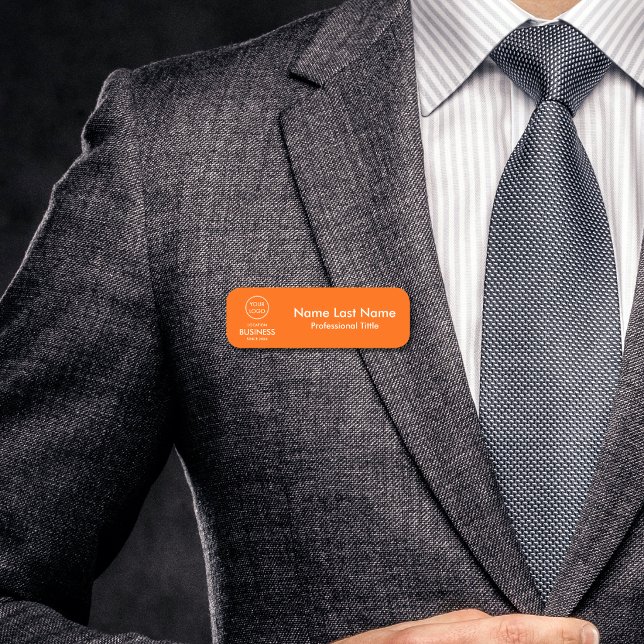 Modern Orange Business Logo Name Tag (Creator Uploaded)