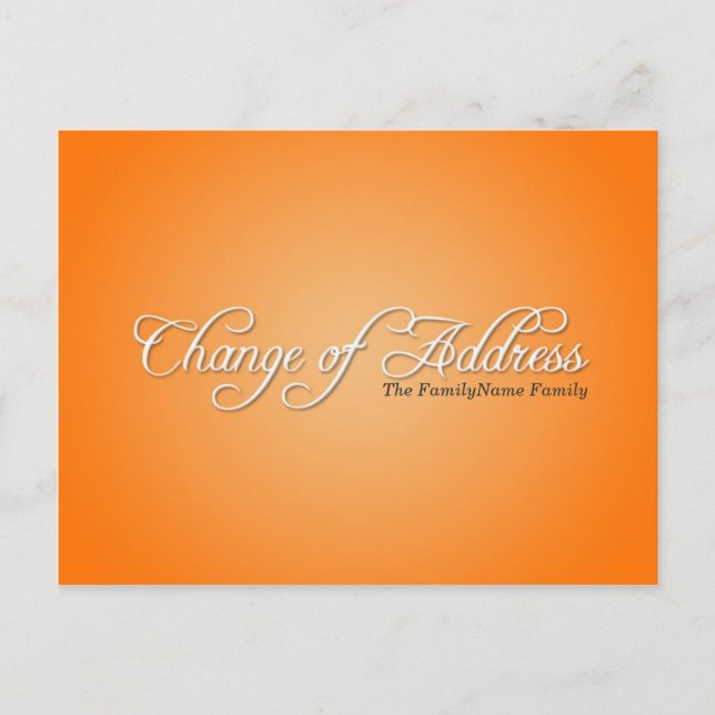 Modern Orange Change of Address Postcard (Front)