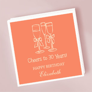 Modern Orange Cheers to 30 years Birthday Napkins