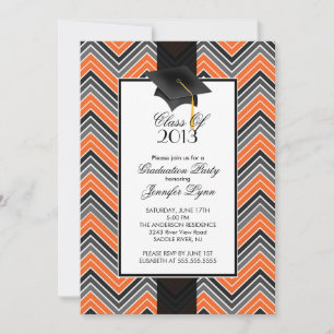 Modern Orange Chevron 2013 Graduation Party Invitation